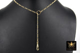 14 K Gold Filled Figaro Fob Clip Swivel Charm Lariat Necklace