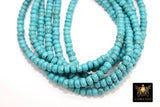 Blue Turquoise Heishi Beads, Smooth Blue Turquoise Beads BS #325, sizes in Flat 6 x 4 mm Rondelle, 16 inch Strands