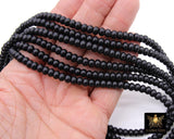 Black Heishi Beads, Smooth Black Beads BS #326, sizes in Donut 6 x 4 mm Rondelle, 15 inch Strands