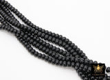 Black Heishi Beads, Smooth Black Beads BS #526, sizes in Donut 6 x 4 mm Rondelle, 15.5 inch Strands