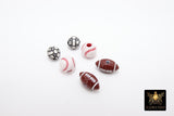 Football Acrylic Jewelry Beads, Baseball Charm Beads #3097, Side to Side Big Hole Beads