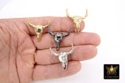 Gold Cow Skull Charm Beads, Black Silver Cow Beads #44, Animal Beads Bull Skulls