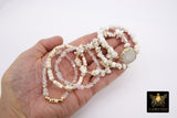 White Turquoise Druzy Beaded Bracelets, Gold and Creamy Beige Stretchy Bracelet Stacks, Clear Crystal Cube Beaded Crystal Bracelets