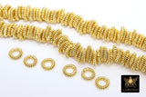 Gold 8 mm Spiral Twist Spacer Beads, 20-155 pcs Round Brushed Gold Closed Jump Rings #2907, Wire Wrapped Rondelle