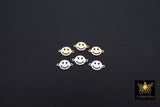 14 K Gold Filled Smiley Face Connectors, 7 mm 925 Sterling Silver Happy Face Links #3093, Two Hole Links