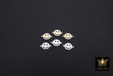 14 K Gold Filled Smiley Face Connectors, 7 mm 925 Sterling Silver Happy Face Links #3505, Two Hole Links