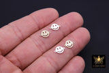 14 K Gold Filled Smiley Face Connectors, 7 mm 925 Sterling Silver Happy Face Links # 3093, Two Hole Links