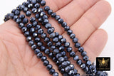 Black Round AB Electroplated Crystal 6 mm Beads, 6 x 5 mm Rondelle Beads