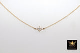 14 K Gold Filled CZ Starburst Necklace, 925 Sterling Silver Star Everyday Choker, Dainty Minimalist Chain Necklace