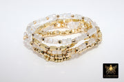 Clear Crystal and Gold Beaded Bracelet, Clear Crystal Cube Stretchy Bracelet, Gold Nugget Crystal Stacks