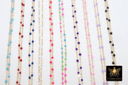 14 K Gold Filled Dainty Beaded Satellite Enamel Chain,  2.1 mm Rainbow Hammered Flat Cable CH #775, Unfinished By Foot