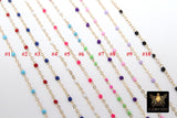 14 K Gold Filled Dainty Beaded Enamel Satellite Chain, Bead Rainbow Jewelry CH #799, By Foot Unfinished Cable