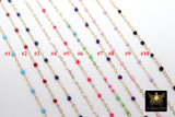 14 K Gold Filled Dainty Beaded Enamel Satellite Chain, Bead Rainbow Jewelry CH# 799, By Foot Unfinished Cable