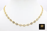 Cubic Zirconia Necklace, Gold Square Shaped CZ Choker, Clear Silver Diamond CZ Chain Link