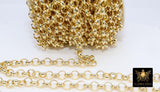 Gold ROLO Chain, 8 mm Gold Round Chains CH #108, Large Round Chunky Unfinished Jewelry Metal Chains By the Yard