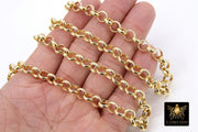 Gold ROLO Chain, 8 mm Gold Round Chains CH #108, Large Round Chunky Unfinished Jewelry Metal Chains By the Yard