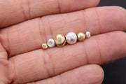 Gold Round Spacer Corrugated Beads, 20 Pc Silver Textured Lined Seamless Bead AG #2599, 4