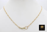 14 K Gold Filled Swivel Fob Bar Necklace, Gold Figaro Chain Lariat Choker #3426, Figaro Charm Necklace