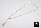 14 K Gold Filled Swivel Fob Bar Necklace, Gold Figaro Chain Lariat Choker #3426, Figaro Charm Necklace