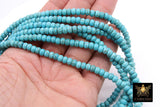 Blue Turquoise Heishi Beads, Smooth Blue Turquoise Beads BS #325, sizes in Flat 6 x 4 mm Rondelle, 16 inch Strands