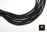 Black Heishi Beads, Smooth Black Beads BS #326, sizes in Donut 6 x 4 mm Rondelle, 15 inch Strands