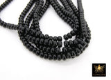 Black Heishi Beads, Smooth Black Beads BS #526, sizes in Donut 6 x 4 mm Rondelle, 15.5 inch Strands