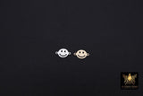 14 K Gold Filled Smiley Face Connectors, 7 mm 925 Sterling Silver Happy Face Links #3093, Two Hole Links