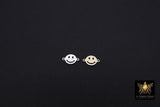 14 K Gold Filled Smiley Face Connectors, 7 mm 925 Sterling Silver Happy Face Links #3505, Two Hole Links