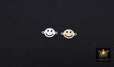 14 K Gold Filled Smiley Face Connectors, 7 mm 925 Sterling Silver Happy Face Links #3093, Two Hole Links