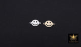 14 K Gold Filled Smiley Face Connectors, 7 mm 925 Sterling Silver Happy Face Links #3505, Two Hole Links