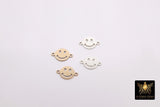 14 K Gold Filled Smiley Face Connectors, 7 mm 925 Sterling Silver Happy Face Links # 3093, Two Hole Links