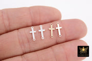 14 K Gold Filled Cross Connector, 925 Sterling Silver Cross Links #2345, Dainty  12 mm Rosary Necklace Center Charms