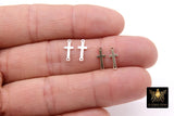 14 K Gold Filled Cross Connector, 925 Sterling Silver Cross Link # 3115, Dainty 12 mm Rosary Center Charm # 3114