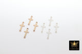 14 K Gold Filled Cross Connector, 925 Sterling Silver Cross Link # 3115, Dainty 12 mm Rosary Center Charm # 3114