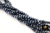 Black Electroplated AB Crystal Beads, 6 mm Crystal Faceted Rondelle Beads BS #289, 16.5 inch Jewelry Strands