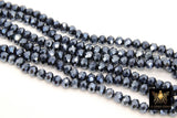 Black Electroplated AB Crystal Beads, 6 mm Crystal Faceted Rondelle Beads BS #3022, 16.5 inch Jewelry Strands