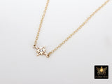 14 K Gold Filled CZ Starburst Necklace, 925 Sterling Silver Star Everyday Choker, Dainty Minimalist Chain Necklace