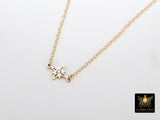14 K Gold Filled CZ Starburst Necklace, 925 Sterling Silver Star Everyday Choker, Dainty Minimalist Chain Necklace