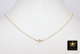 14 K Gold Filled CZ Starburst Necklace, 925 Sterling Silver Star Everyday Choker, Dainty Minimalist Chain Necklace