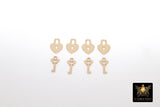 14 K Gold Filled Lock And Key Charms, 10 mm 14 K Gold Filled Dainty Charms #3443, Tiny Permanent Jewelry Charms