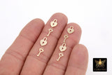 14 K Gold Filled Lock And Key Charms For Necklace or Bracelet, Earring Hoops