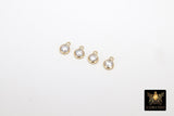 14 K Gold Filled CZ Clear Charm, 4 mm Flat Back Round Charms with Jump Rings #2276, Birthday Permanent Jewelry