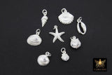 Mini Cowrie Seashell Charm, Silver Tiny Nautical Starfish Seashells #3110, Scallop Beach Shell Ocean Charms