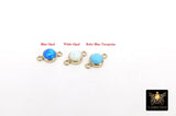 14 K Gold Filled Blue Turquoise CZ Chain Necklace, Genuine 14 K Gold Filled Paperclip Choker #2626, White and Pink Opal