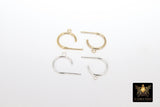 14 K Gold Hoop Stud Earrings, High Quality Gold Filled Round 12 mm Stud Post Findings #2449, 1 Open Loop