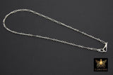 Silver Swivel Fob Chain Necklace, 925 Sterling Silver Rectangle Rolo Chain, Front Clasp Paperclip Chain Link Choker