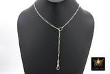 925 Sterling Silver Fob Clip Clasp Charm Necklace, Long Short Chunky Chain Choker