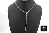925 Sterling Silver Fob Clip Clasp Charm Necklace, Long Short Chunky Chain Choker
