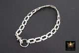 925 Sterling Silver Scroll Bar Bracelet, Rectangle Swivel Fob Designer Bracelet #2626, Dainty Infinity Bracelet