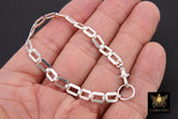 925 Sterling Silver Scroll Bar Bracelet, Rectangle Swivel Fob Designer Bracelet #2626, Dainty Infinity Bracelet
